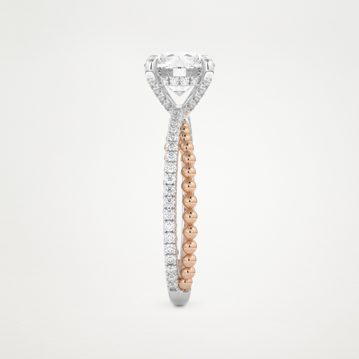 Round Pave & Split Shank Lab Grown Diamond Engagement Ring