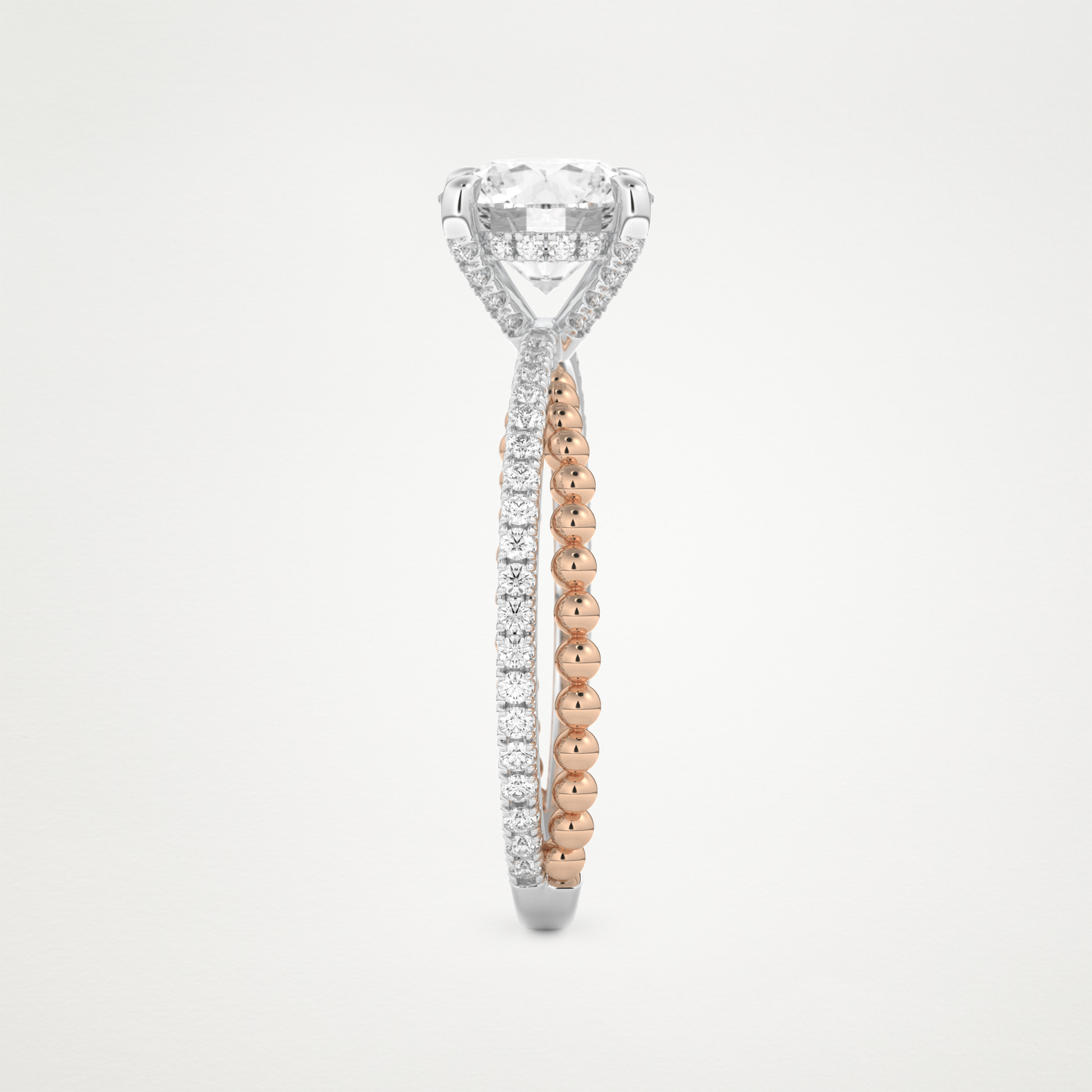 Round Pave & Split Shank Lab Grown Diamond Engagement Ring