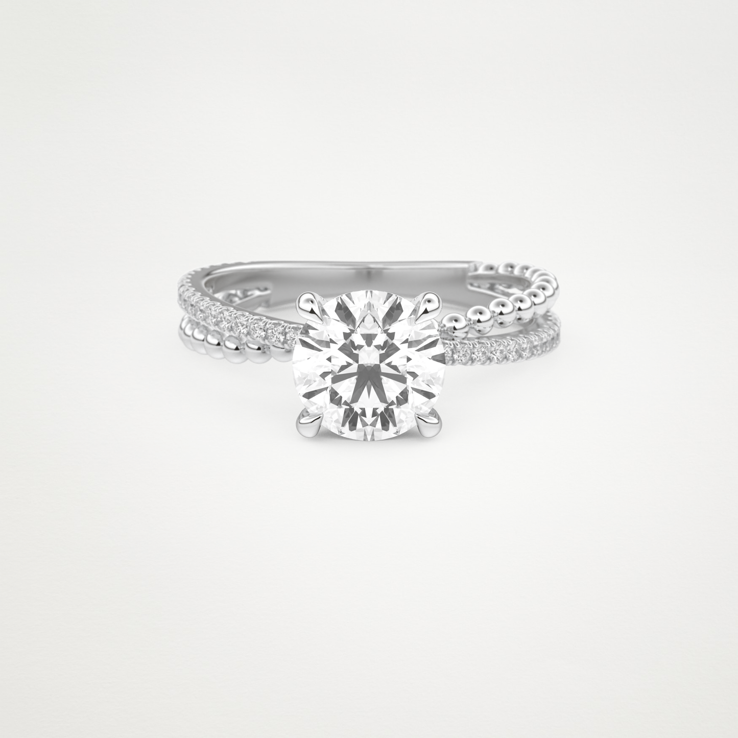 Round Pave & Split Shank Lab Grown Diamond Engagement Ring