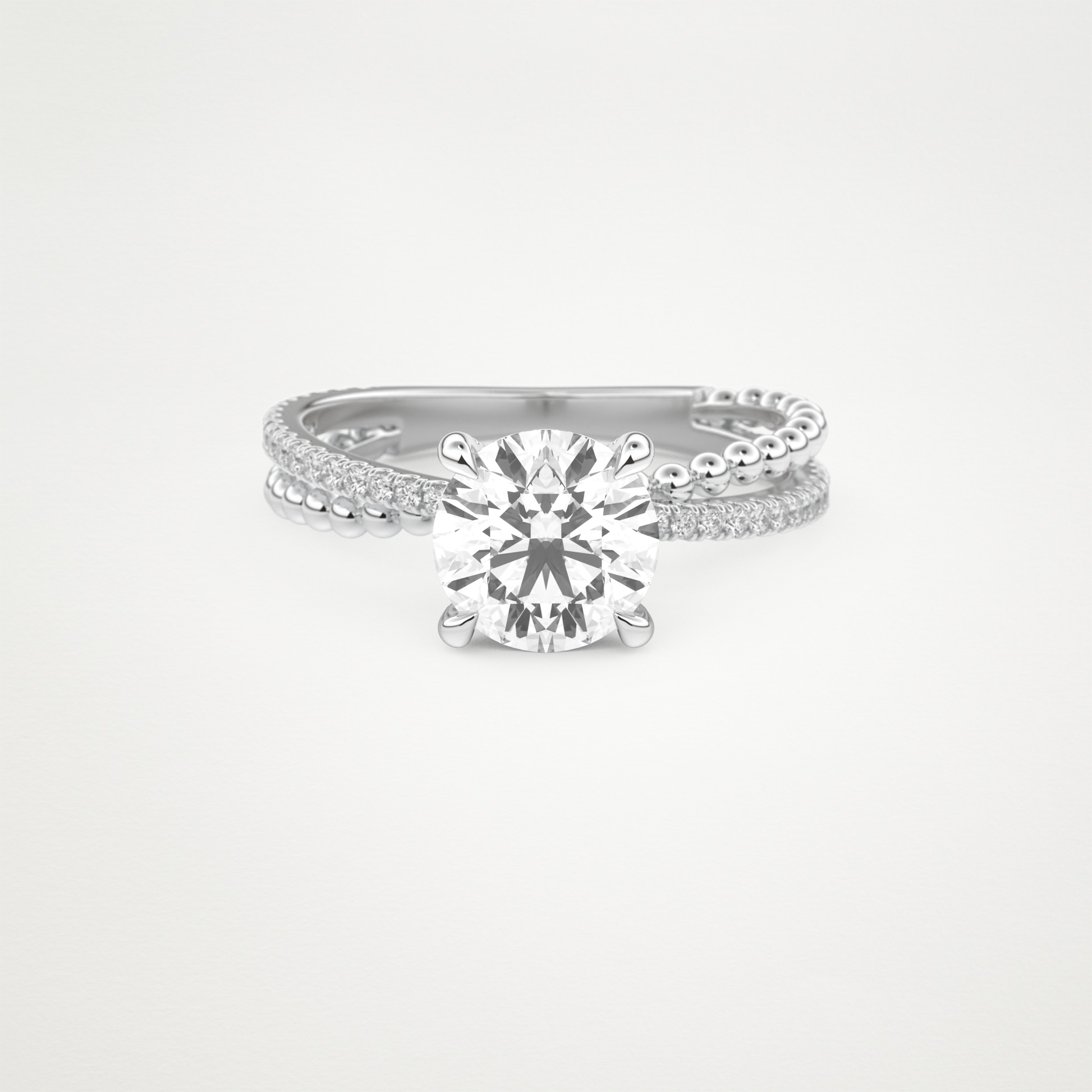 Round Pave & Split Shank Lab Grown Diamond Engagement Ring