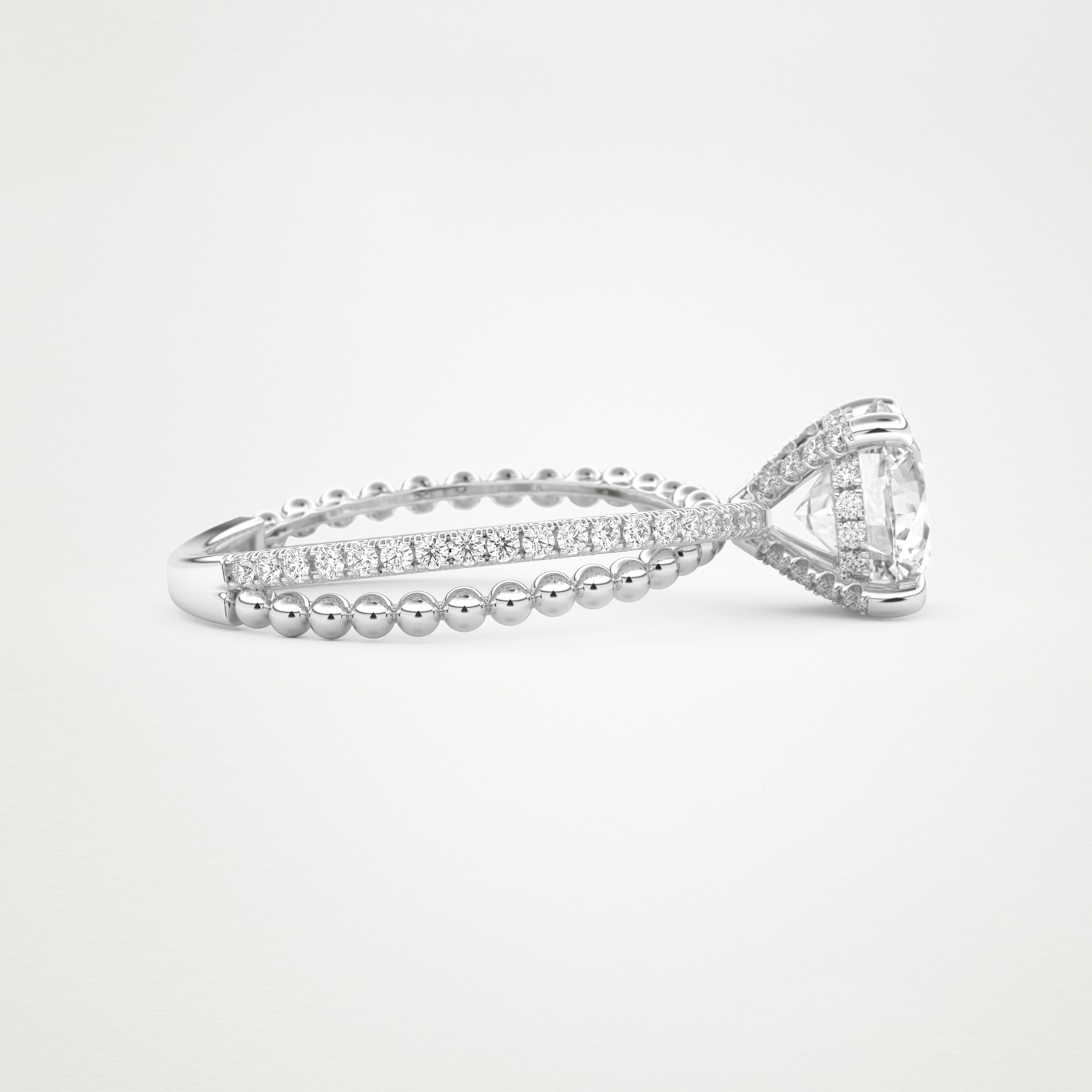 Round Pave & Split Shank Lab Grown Diamond Engagement Ring