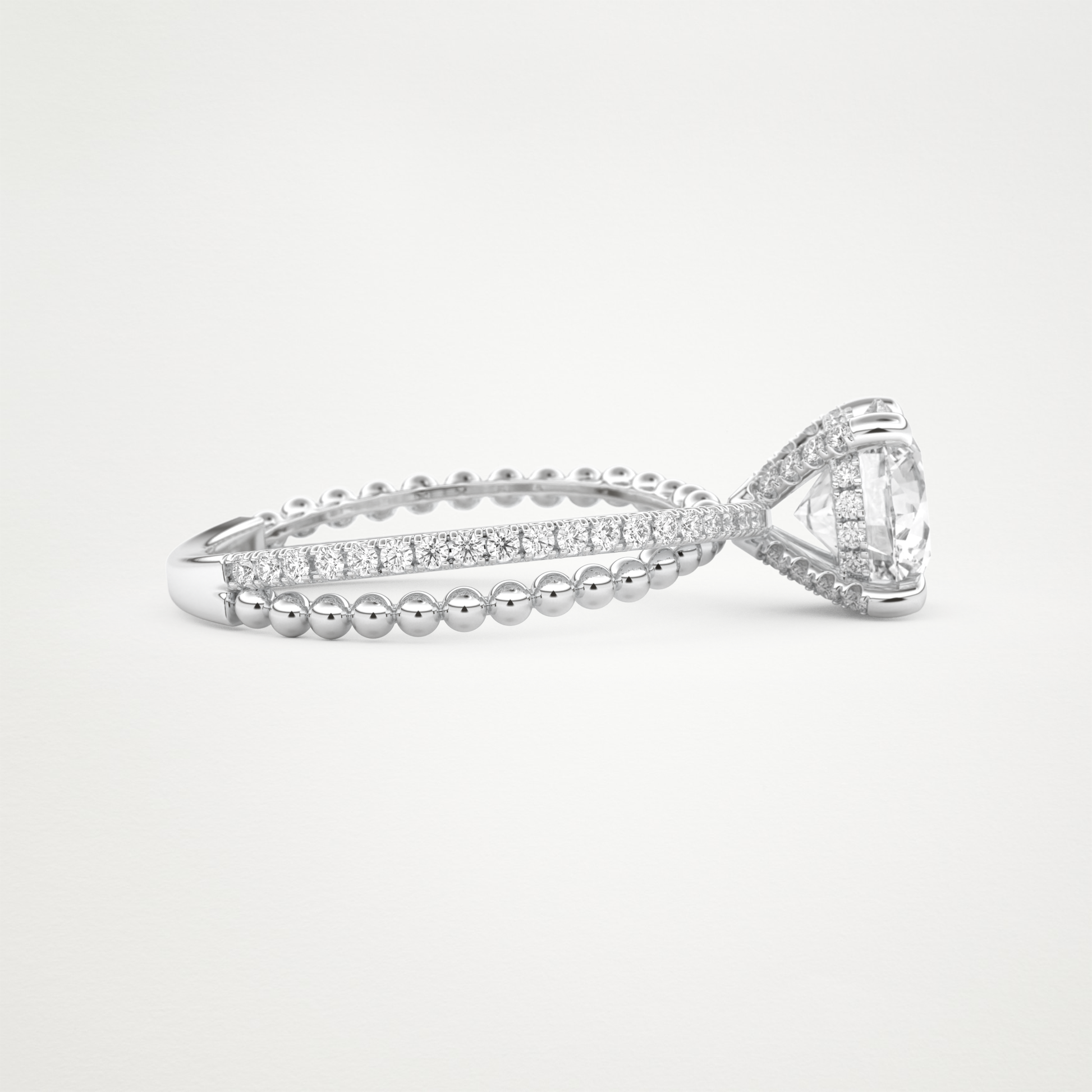 Round Pave & Split Shank Lab Grown Diamond Engagement Ring