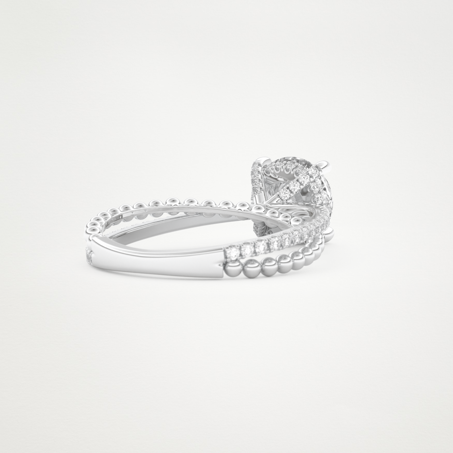 Round Pave & Split Shank Lab Grown Diamond Engagement Ring