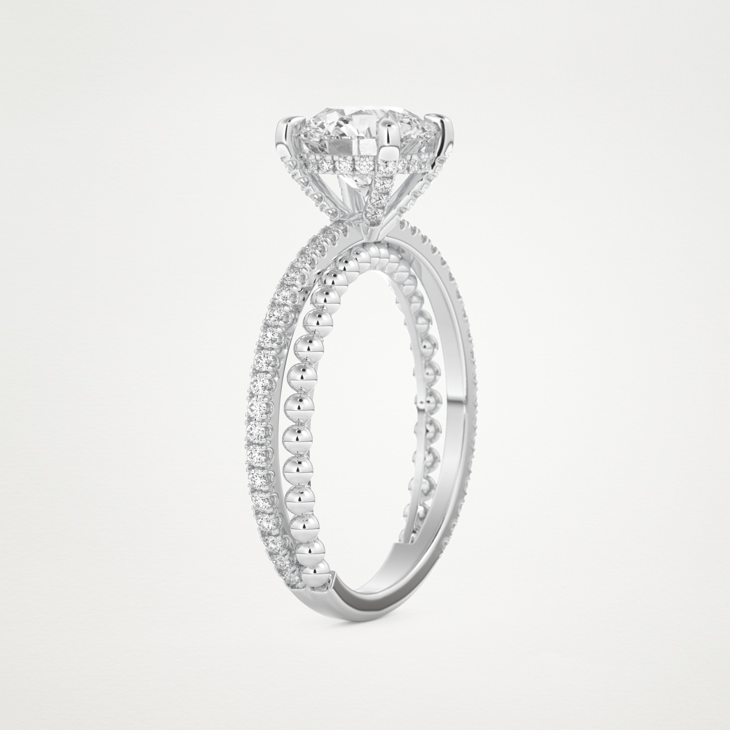Round Pave & Split Shank Lab Grown Diamond Engagement Ring