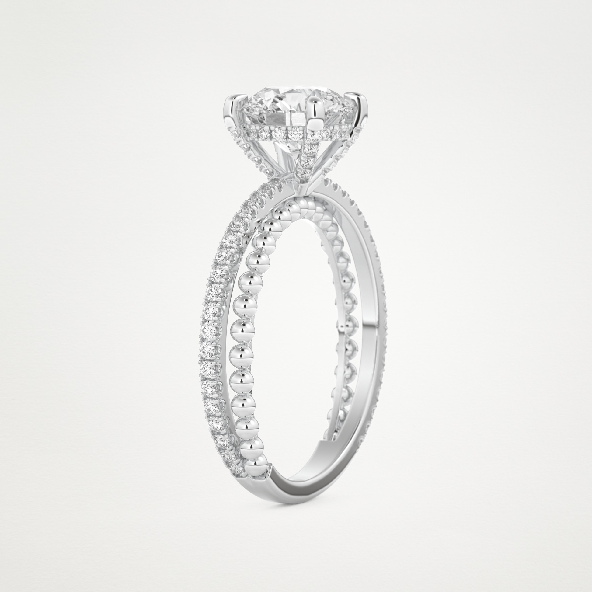 Round Pave & Split Shank Lab Grown Diamond Engagement Ring