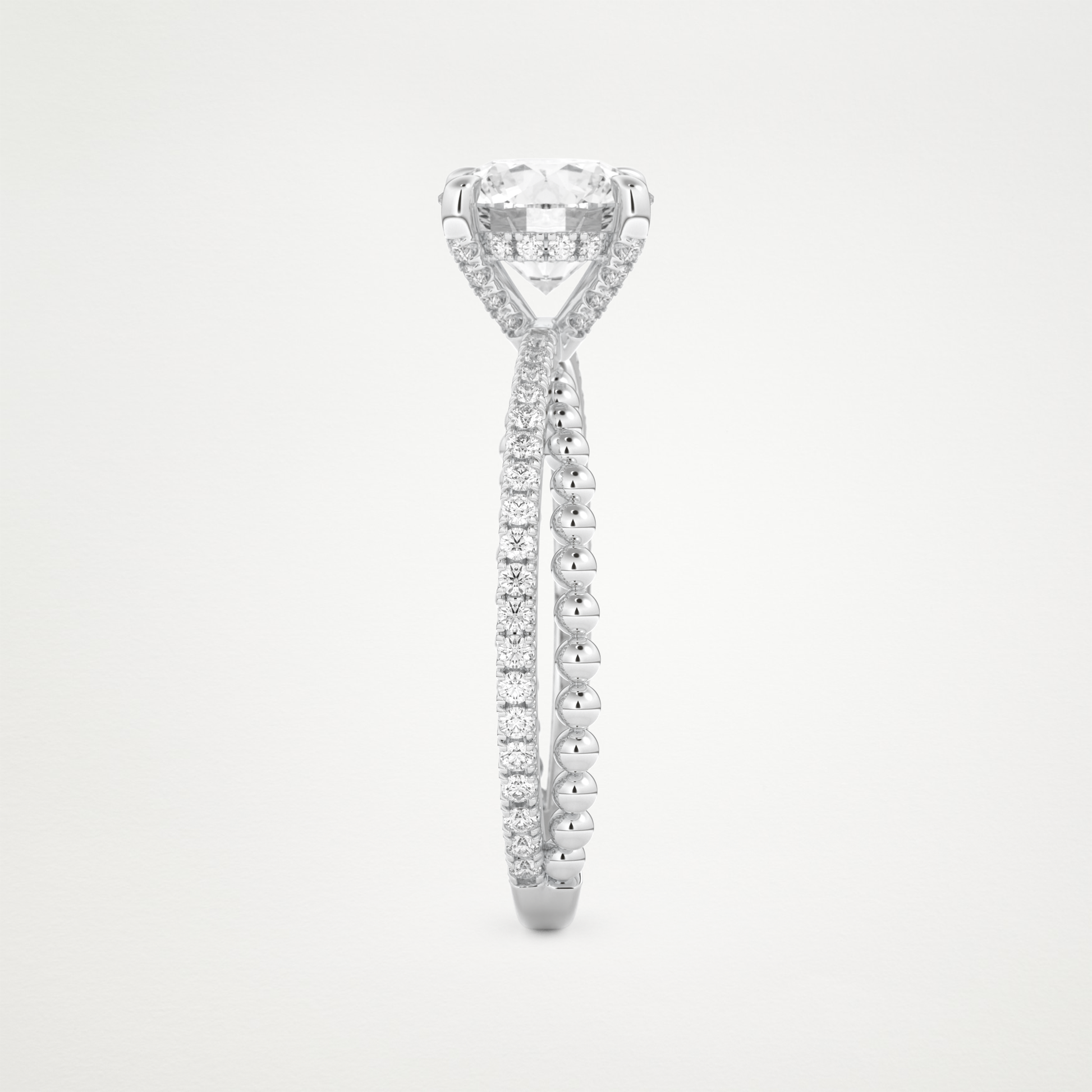 Round Pave & Split Shank Lab Grown Diamond Engagement Ring