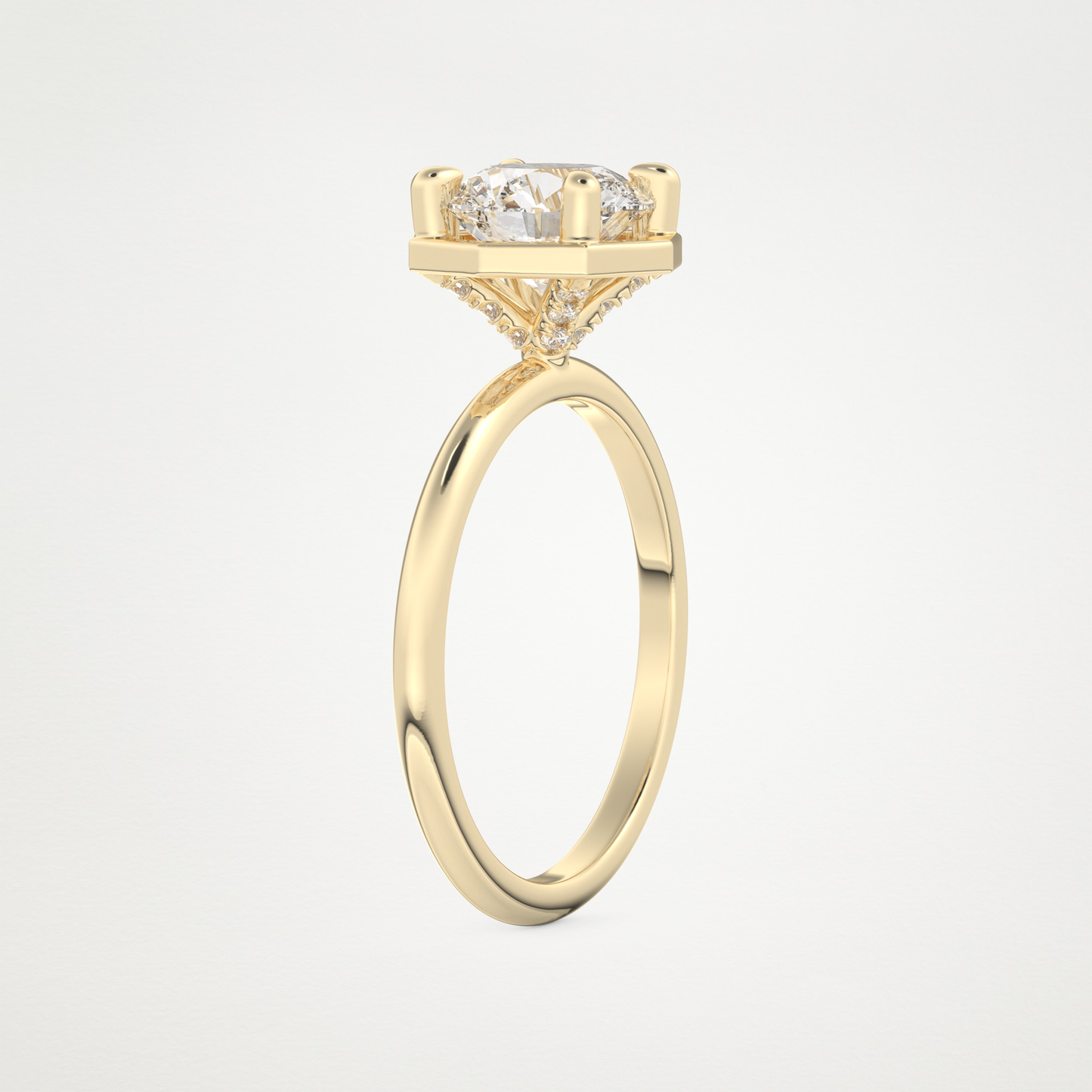 Round Pave Lab Grown Diamond Engagement Ring