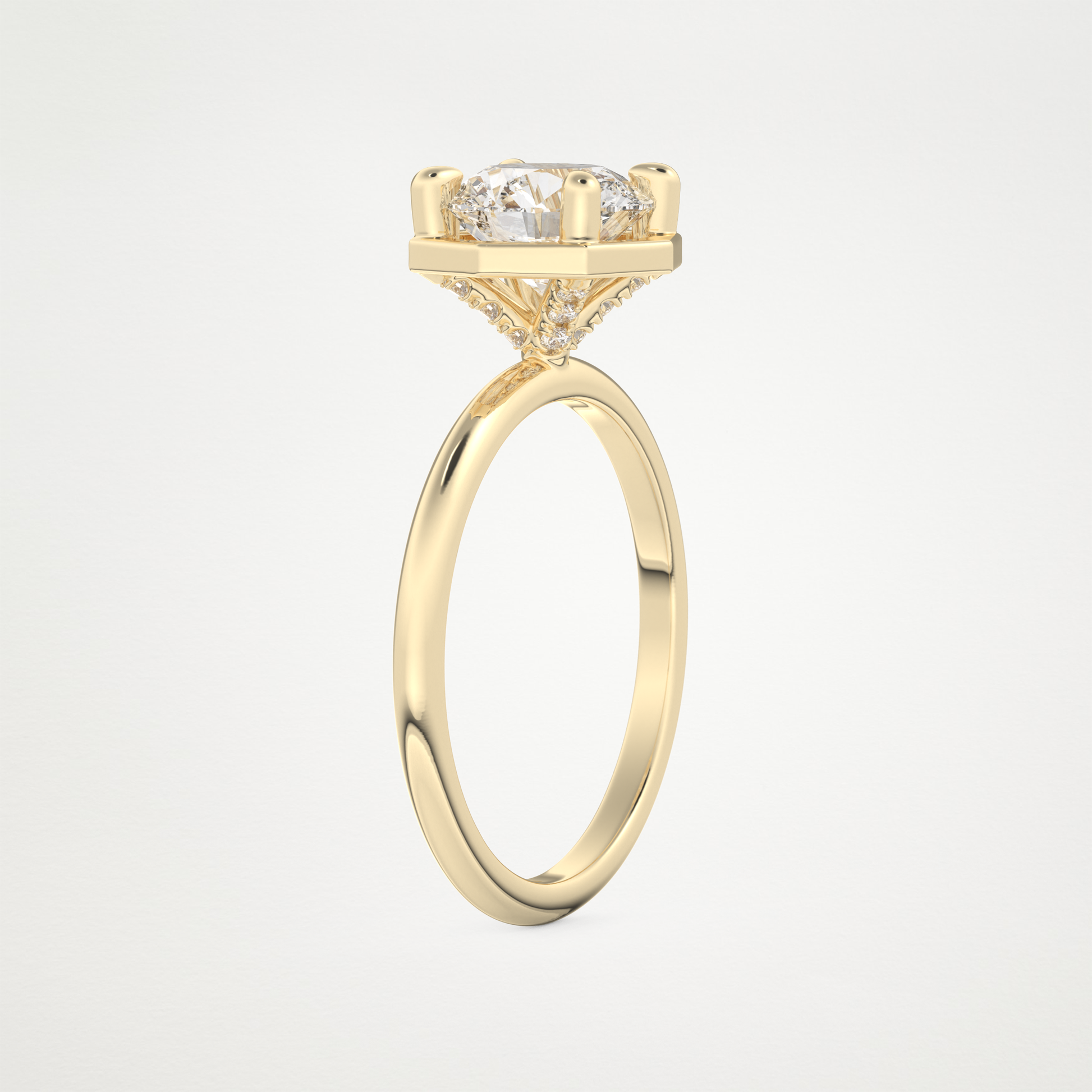 Round Pave Lab Grown Diamond Engagement Ring