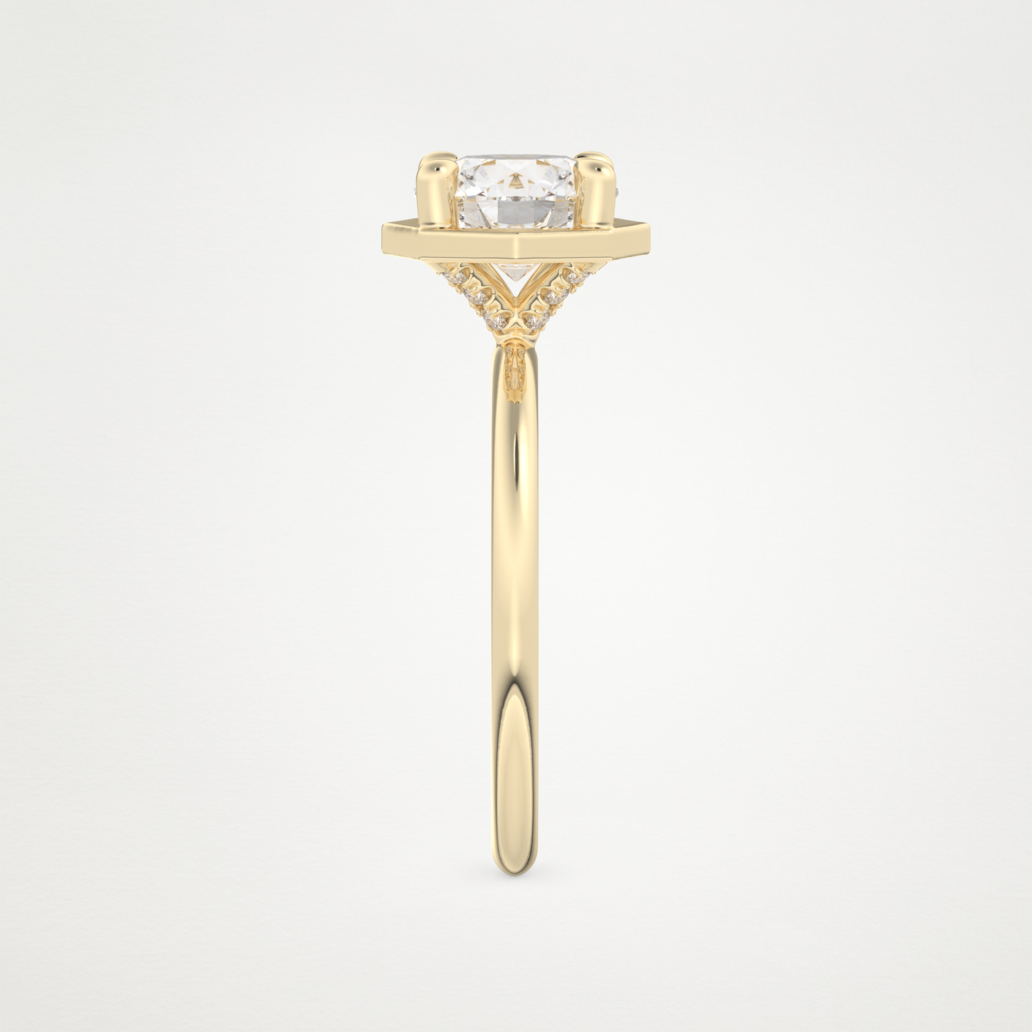 Round Pave Lab Grown Diamond Engagement Ring