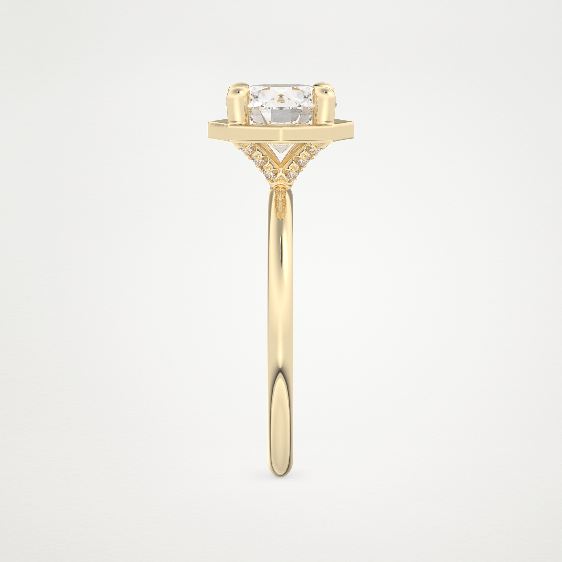 Round Pave Lab Grown Diamond Engagement Ring