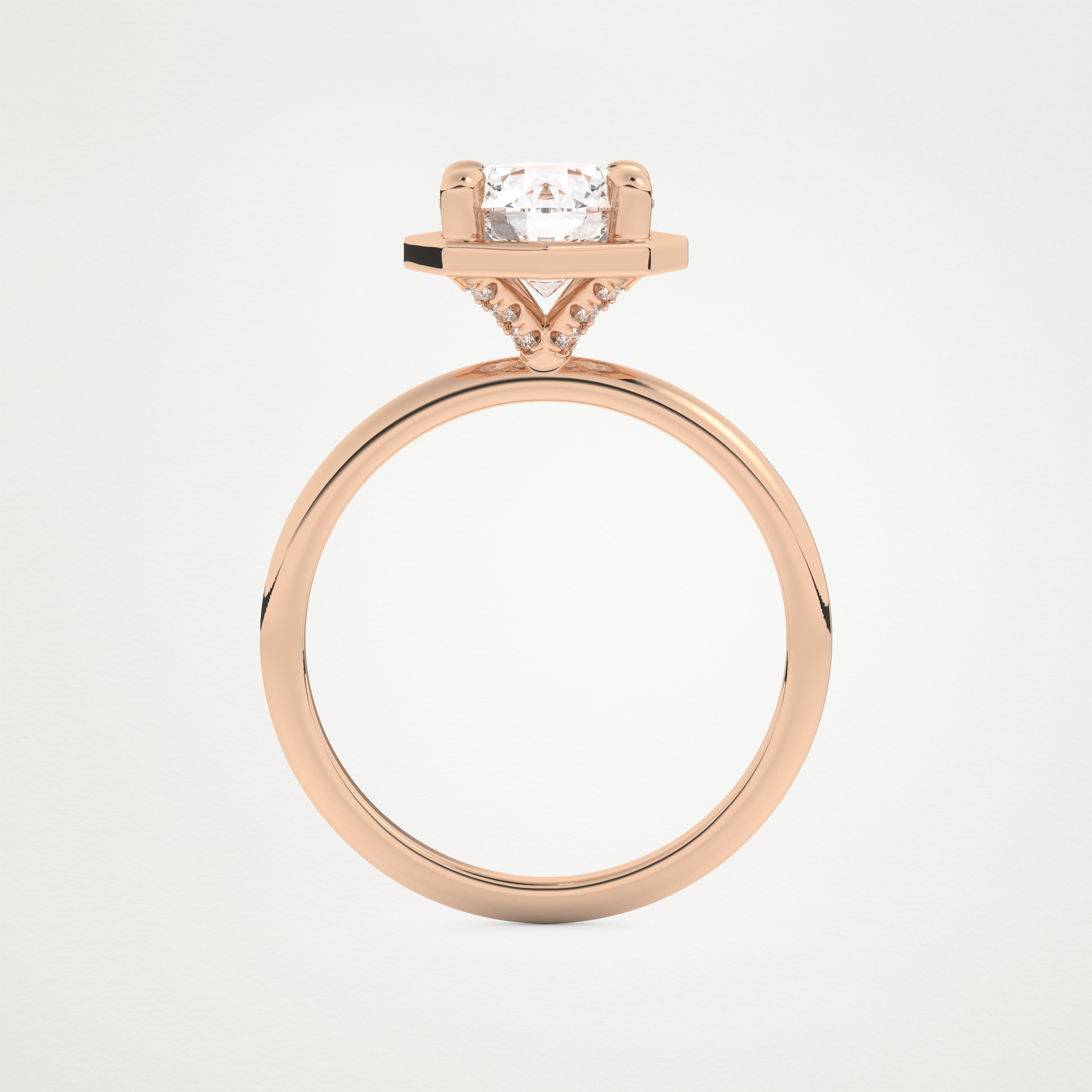 Round Pave Lab Grown Diamond Engagement Ring