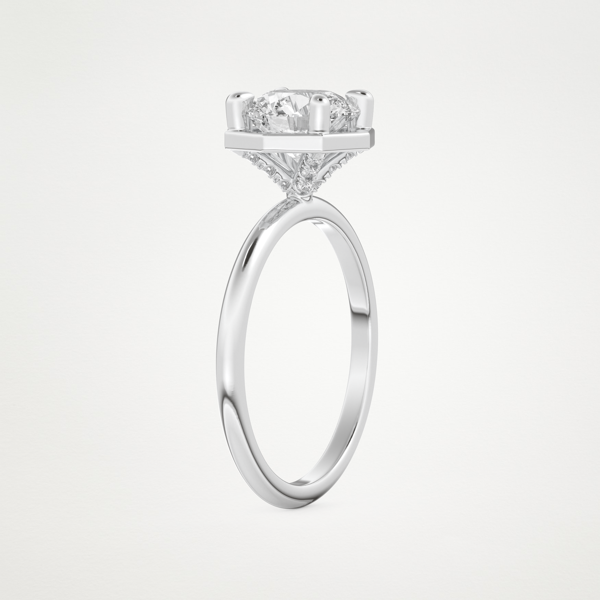 Round Pave Lab Grown Diamond Engagement Ring