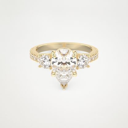 Pear Cluster Lab Grown Diamond Engagement Ring