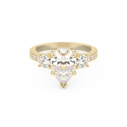 Pear Cluster Lab Grown Diamond Engagement Ring