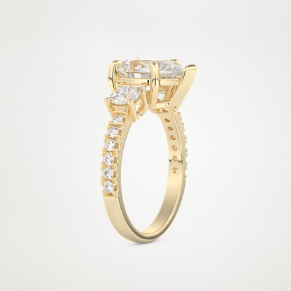 Pear Cluster Lab Grown Diamond Engagement Ring