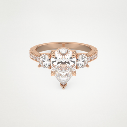 Pear Cluster Lab Grown Diamond Engagement Ring