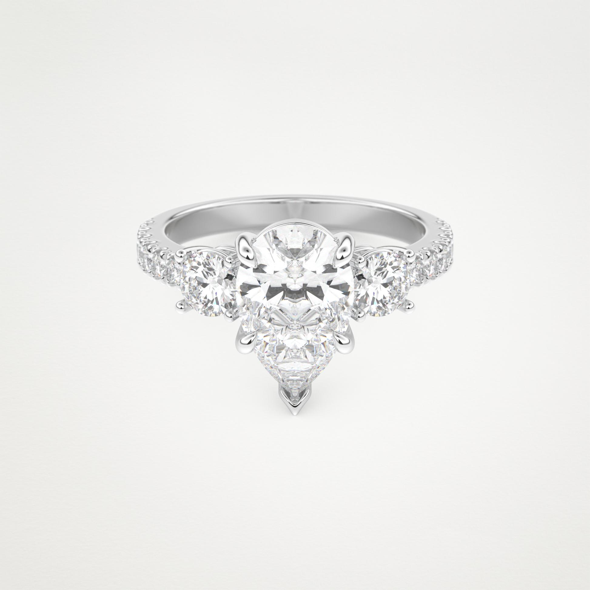 Pear Cluster Lab Grown Diamond Engagement Ring