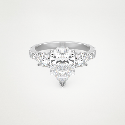 Pear Cluster Lab Grown Diamond Engagement Ring