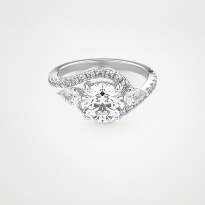 Round Cluster Lab Grown Diamond Engagement Ring