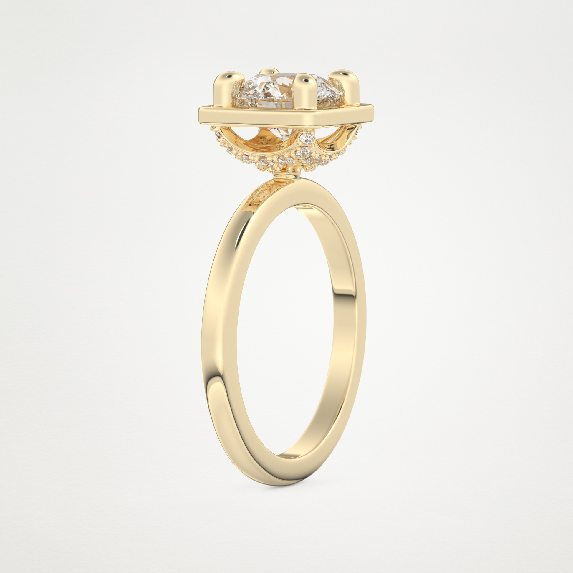 Round Pave Lab Grown Diamond Engagement Ring