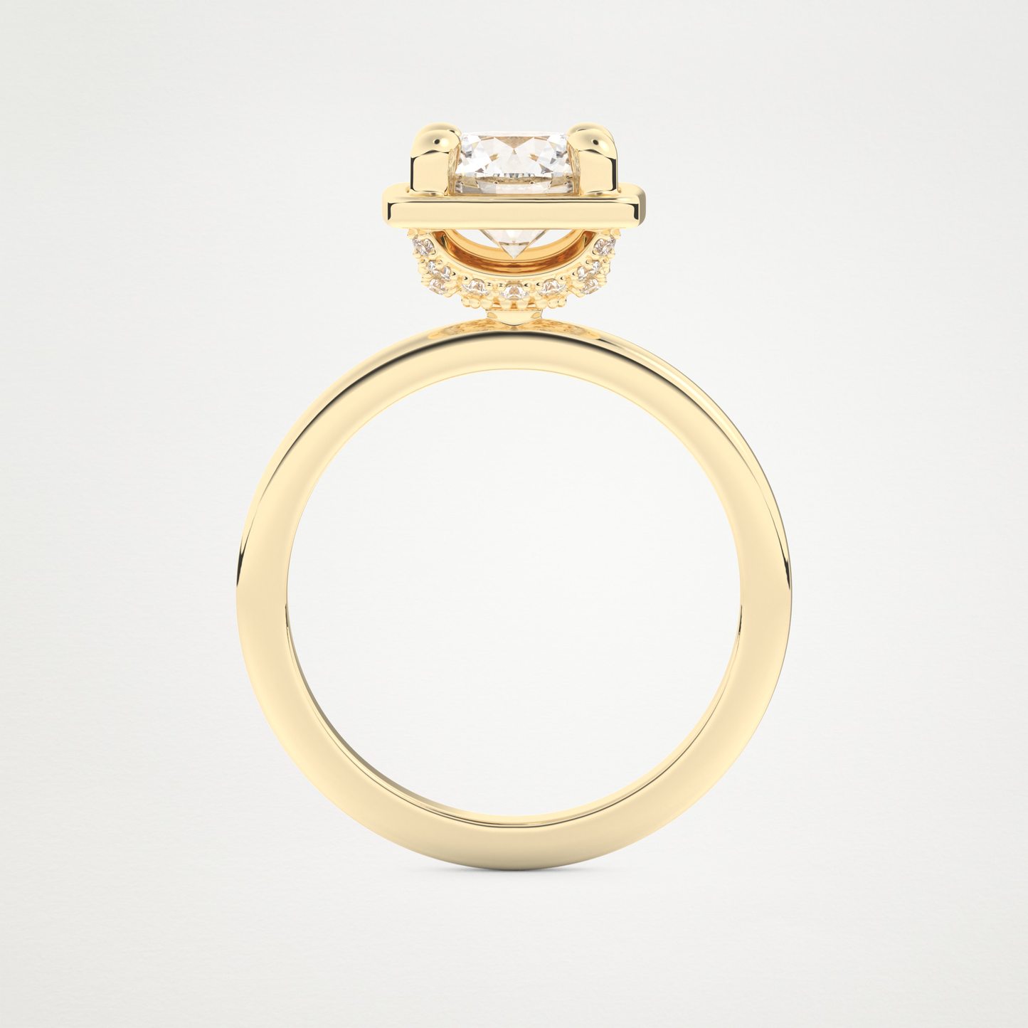 Round Pave Lab Grown Diamond Engagement Ring
