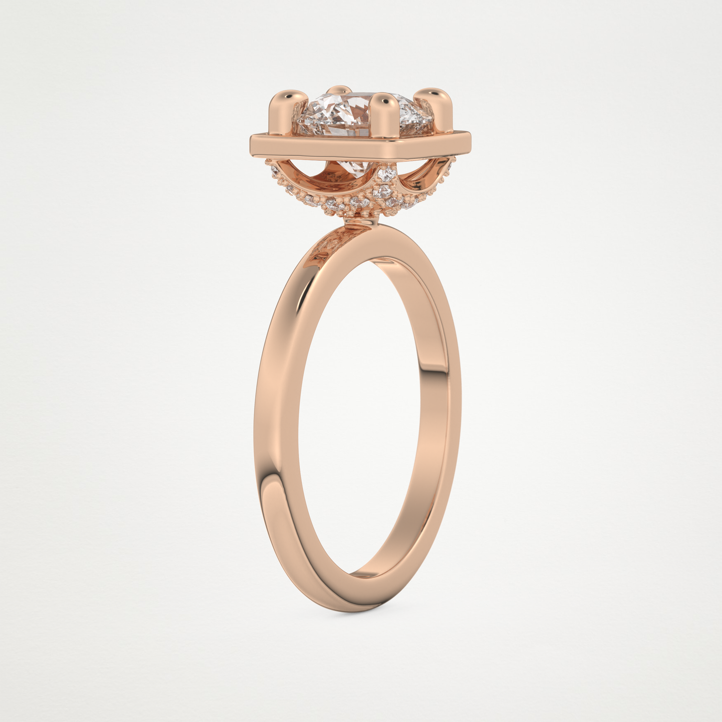 Round Pave Lab Grown Diamond Engagement Ring