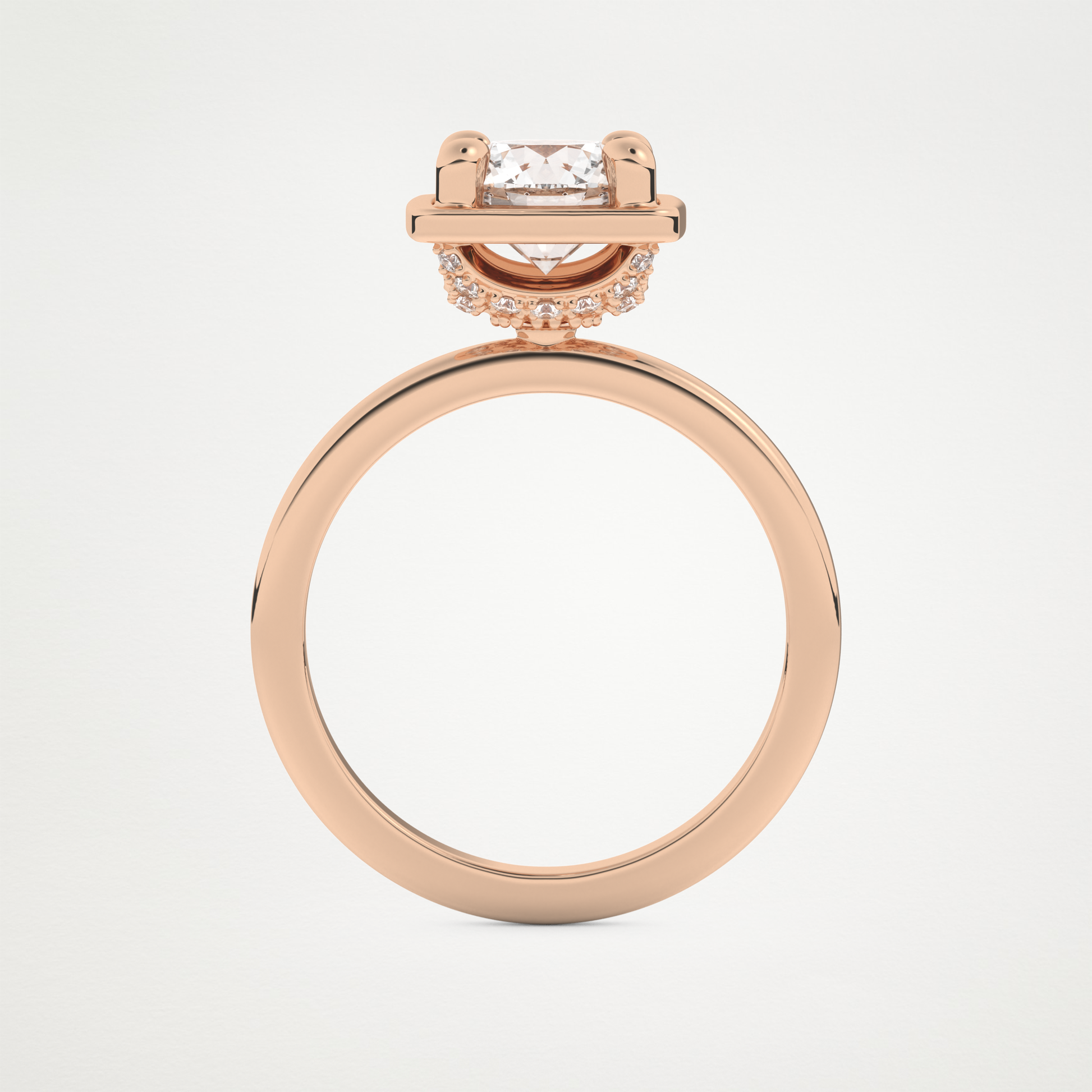 Round Pave Lab Grown Diamond Engagement Ring