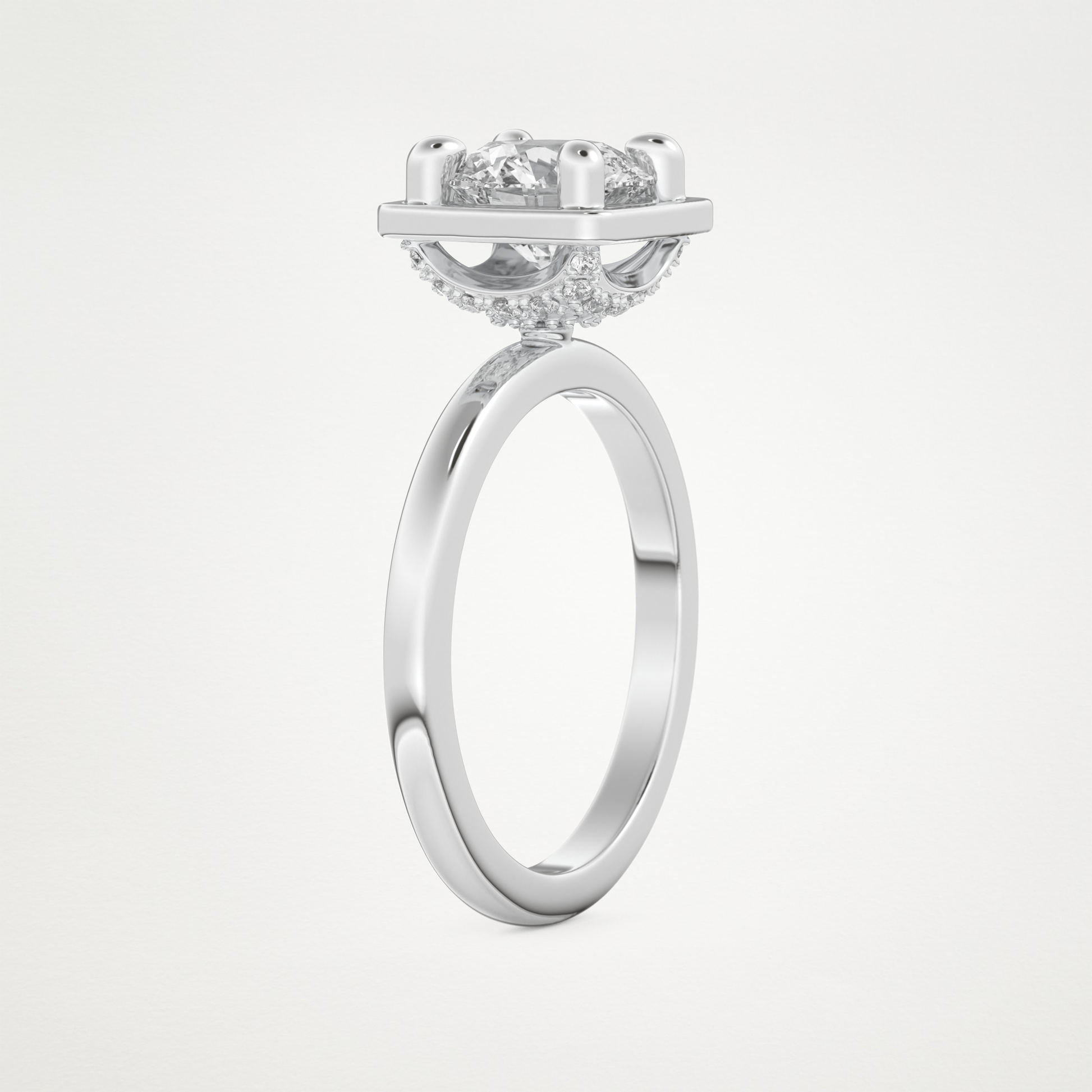 Round Pave Lab Grown Diamond Engagement Ring