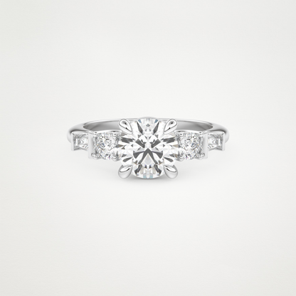 Round Cluster Lab Grown Diamond Engagement Ring