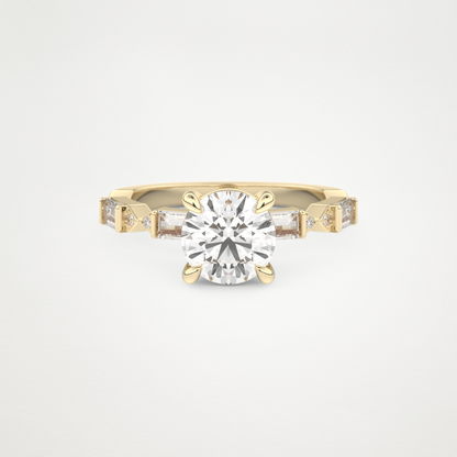 Round Pave Lab Grown Diamond Engagement Ring