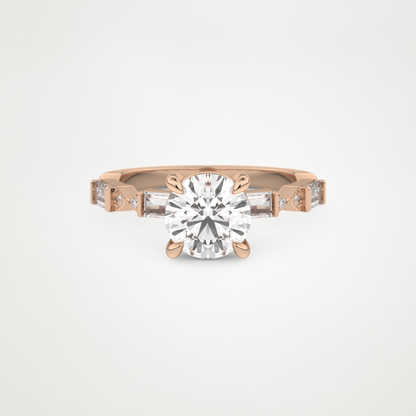 Round Pave Lab Grown Diamond Engagement Ring