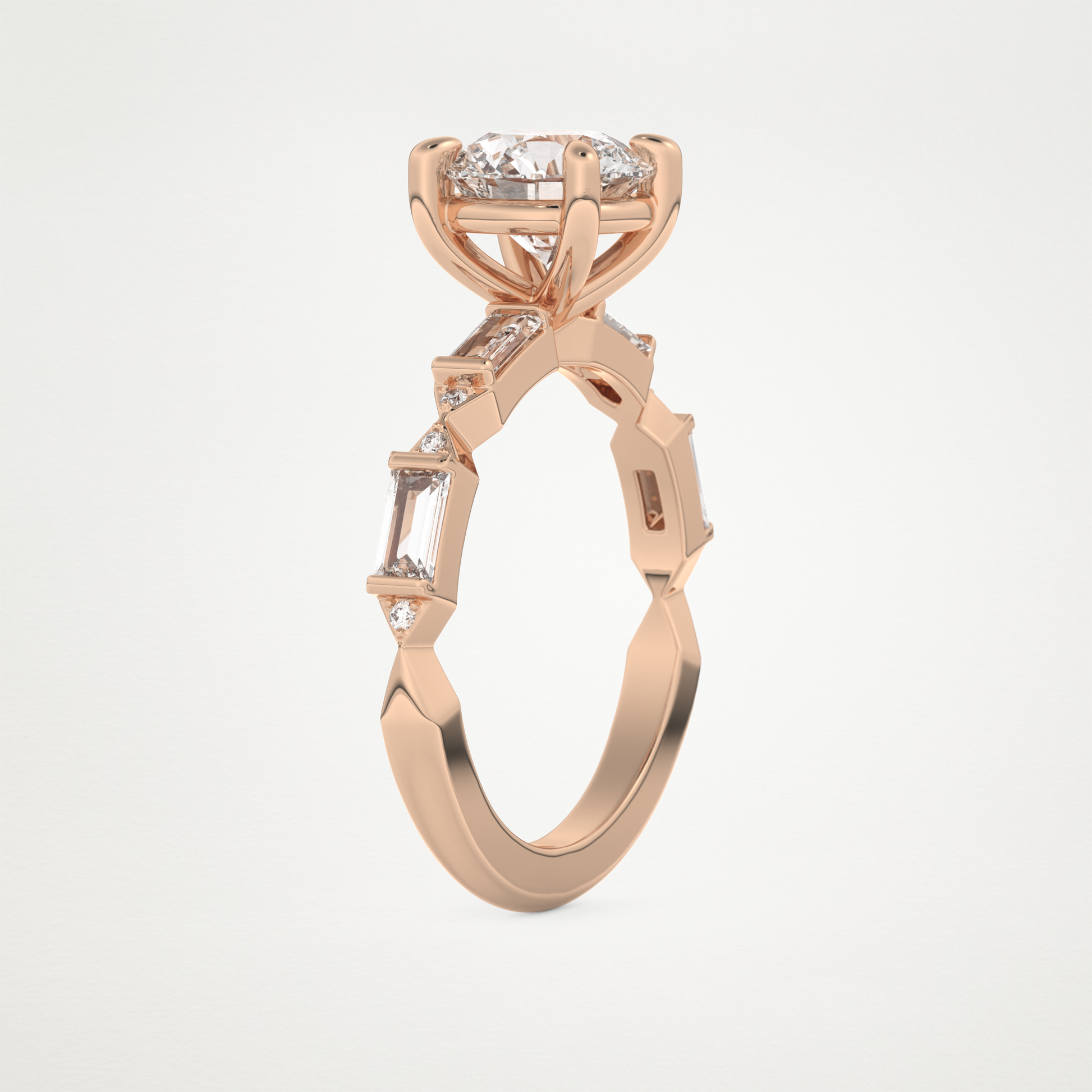 Round Pave Lab Grown Diamond Engagement Ring