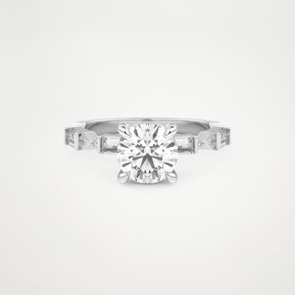 Round Pave Lab Grown Diamond Engagement Ring