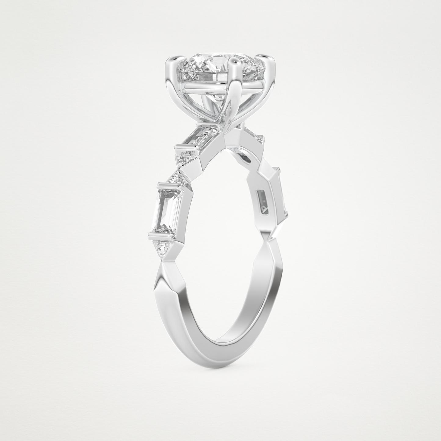 Round Pave Lab Grown Diamond Engagement Ring