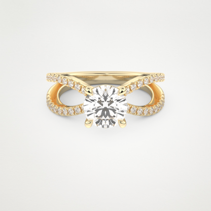 Round Pave & Split Shank Lab Grown Diamond Engagement Ring