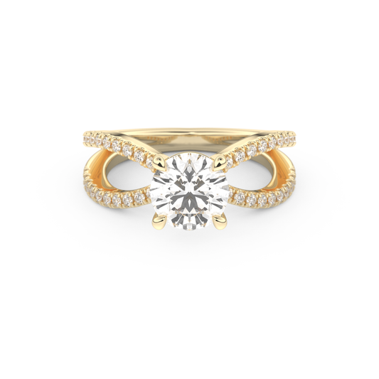Round Pave & Split Shank Lab Grown Diamond Engagement Ring