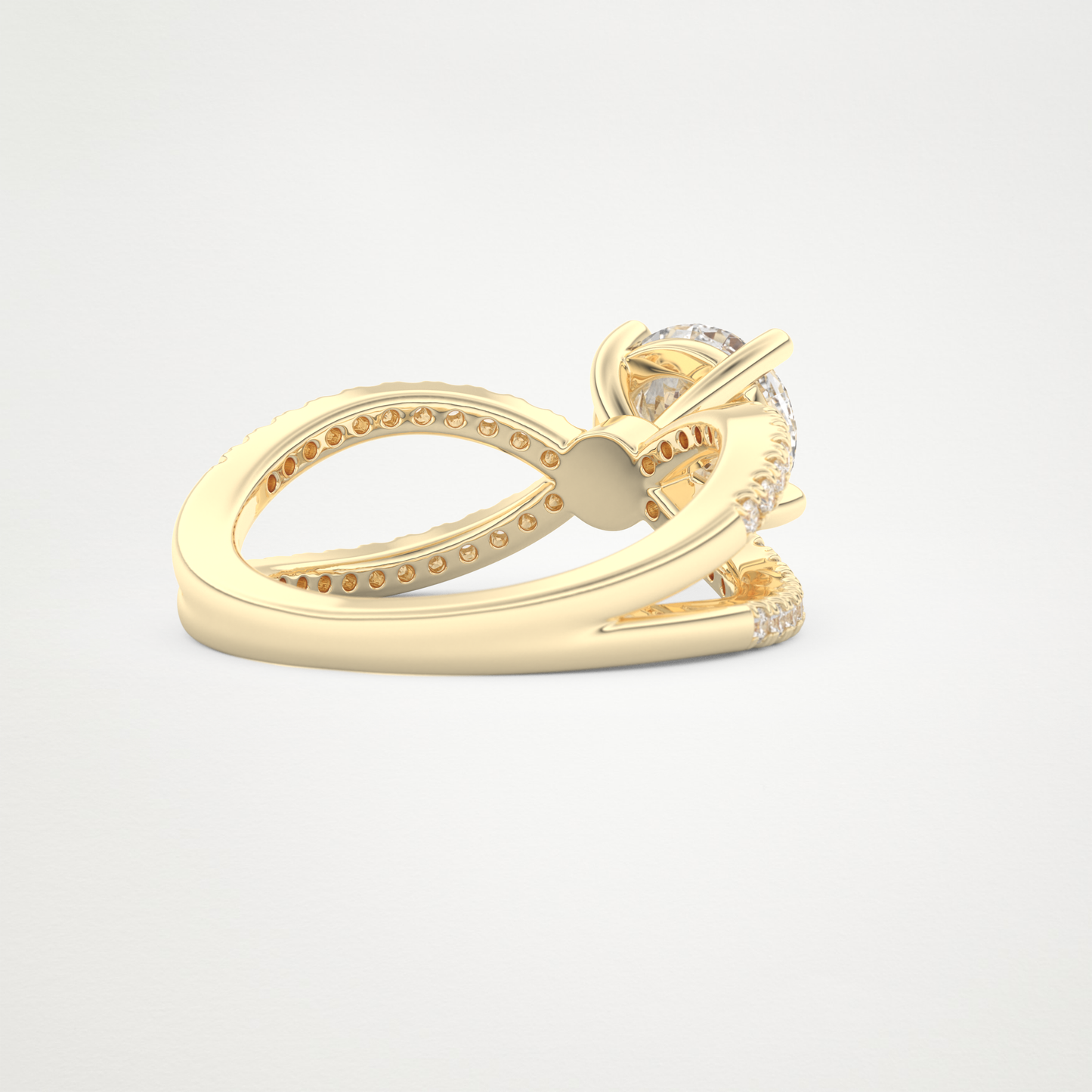 Round Pave & Split Shank Lab Grown Diamond Engagement Ring