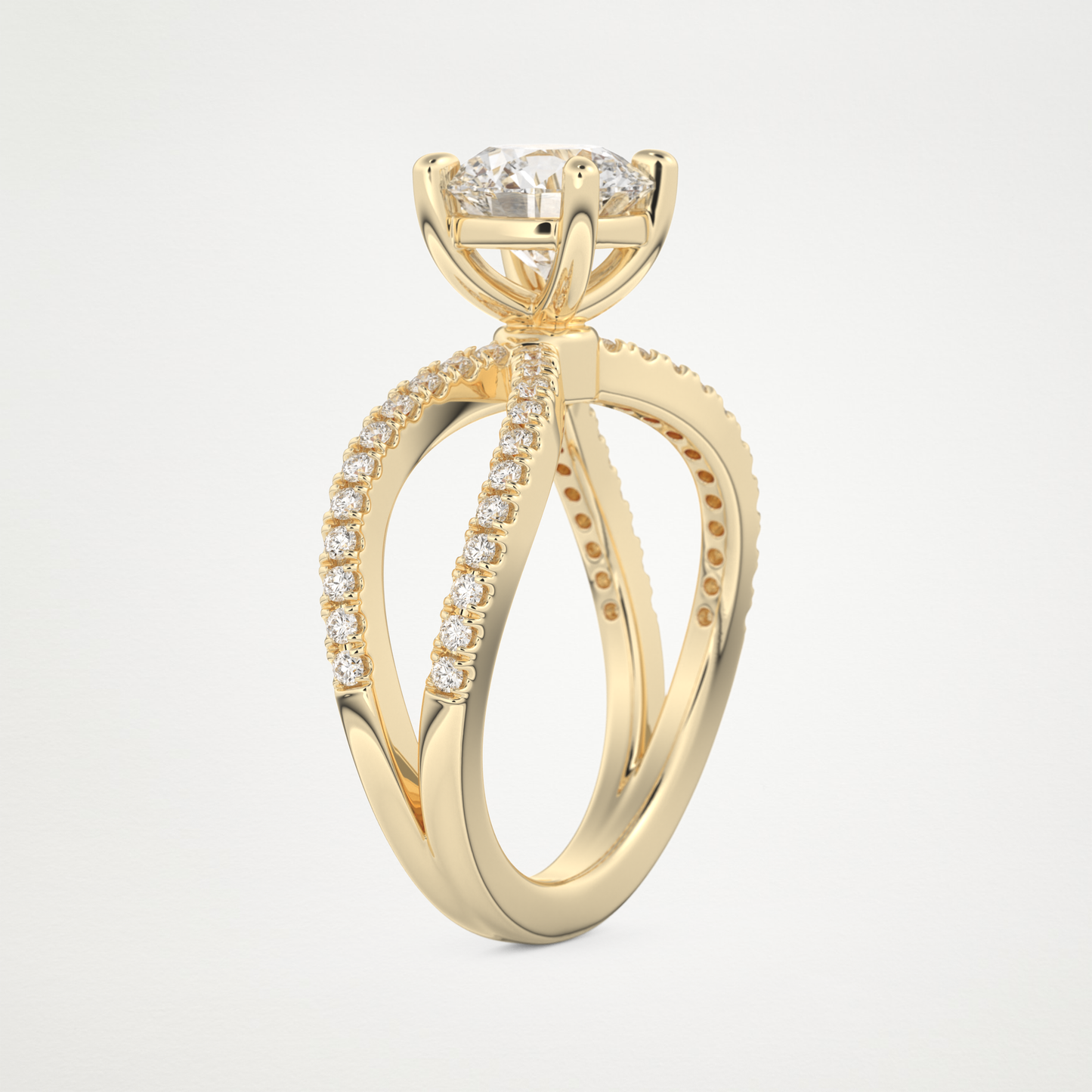 Round Pave & Split Shank Lab Grown Diamond Engagement Ring