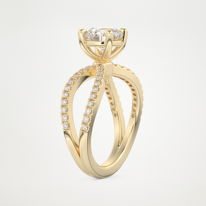 Round Pave & Split Shank Lab Grown Diamond Engagement Ring