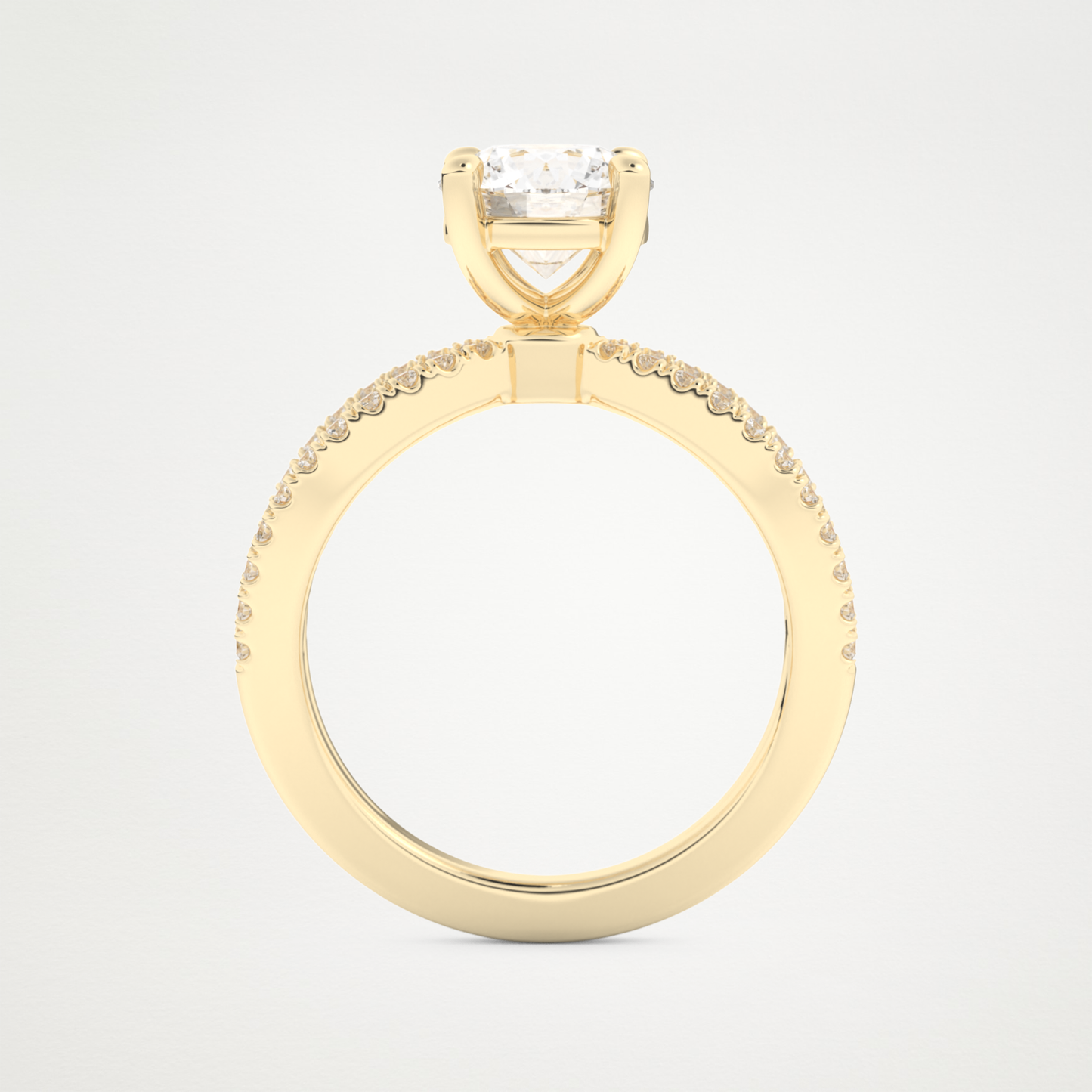 Round Pave & Split Shank Lab Grown Diamond Engagement Ring