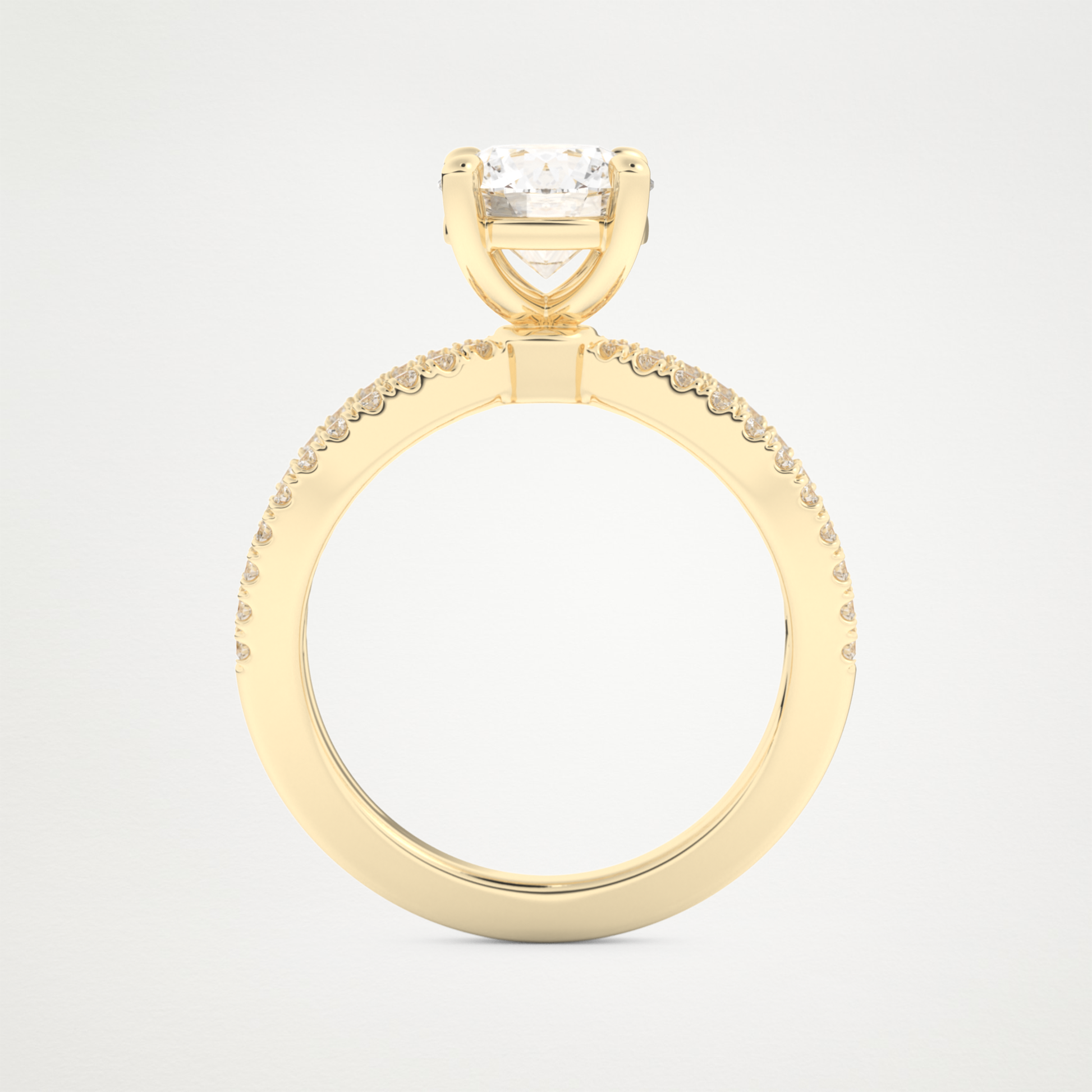 Round Pave & Split Shank Lab Grown Diamond Engagement Ring