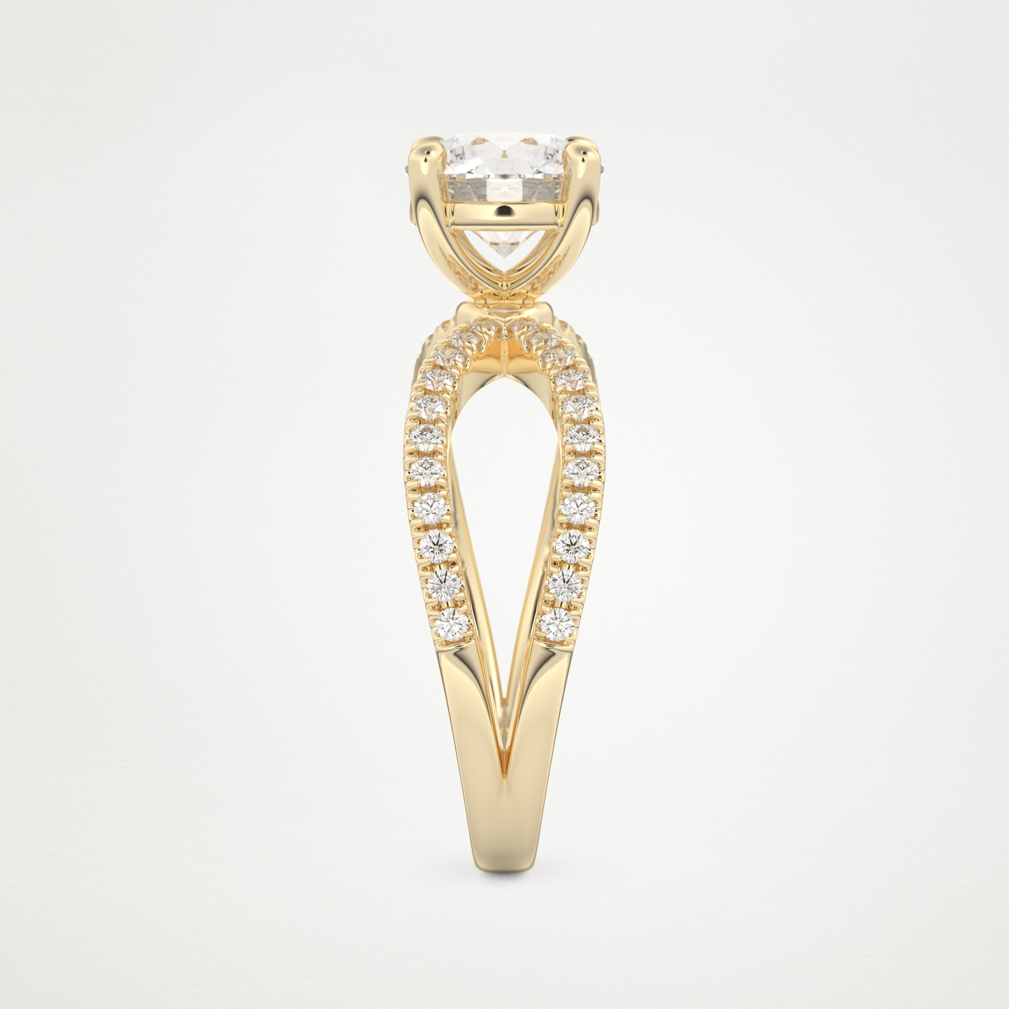 Round Pave & Split Shank Lab Grown Diamond Engagement Ring