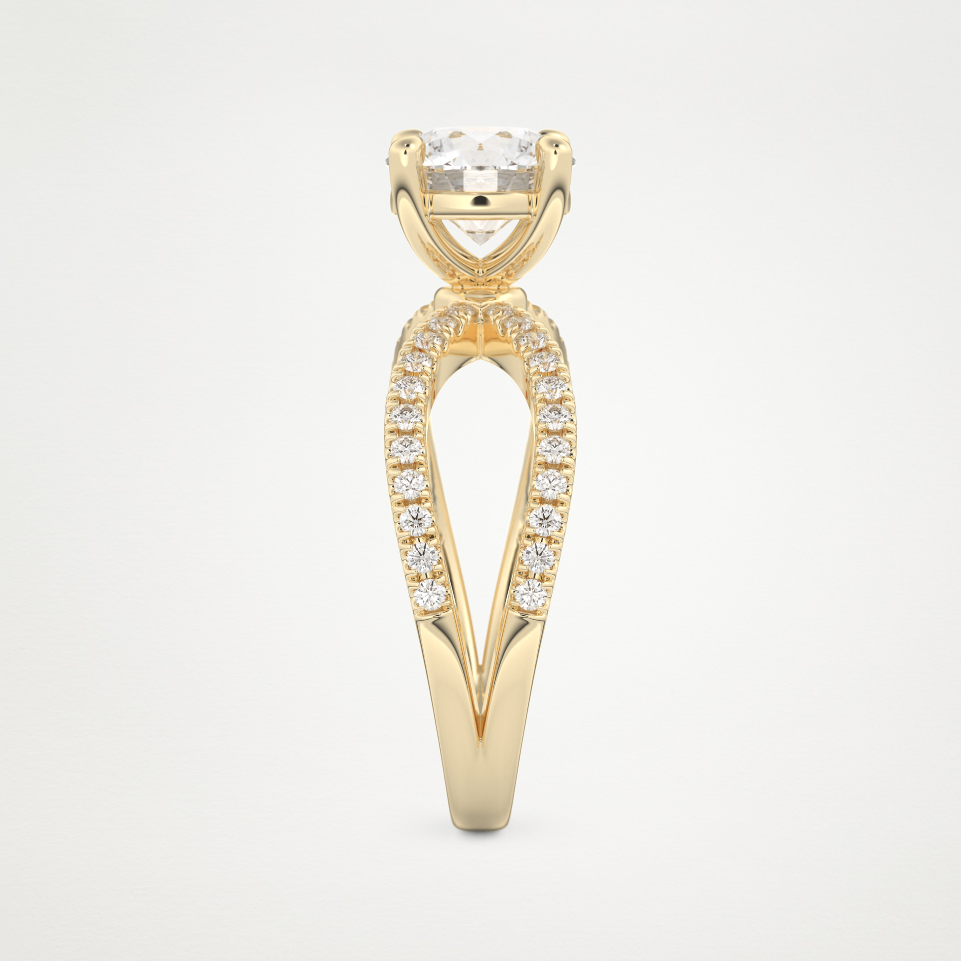 Round Pave & Split Shank Lab Grown Diamond Engagement Ring