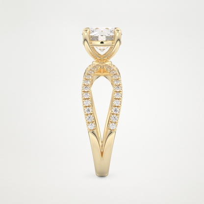 Round Pave & Split Shank Lab Grown Diamond Engagement Ring