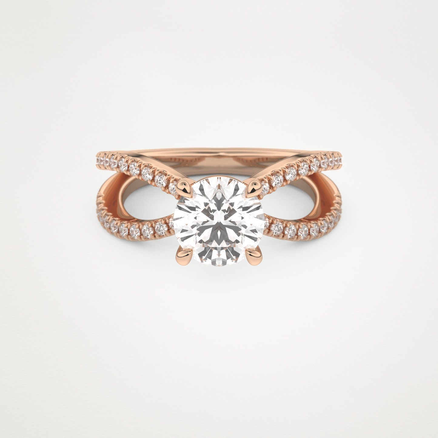 Round Pave & Split Shank Lab Grown Diamond Engagement Ring