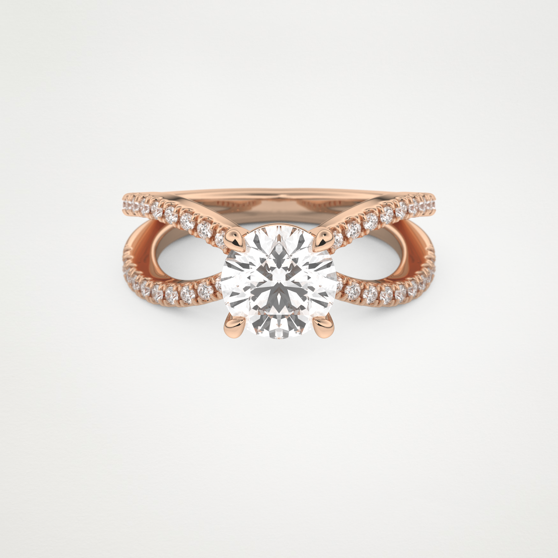 Round Pave & Split Shank Lab Grown Diamond Engagement Ring