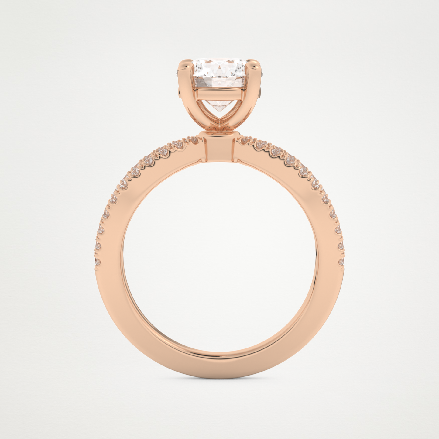 Round Pave & Split Shank Lab Grown Diamond Engagement Ring