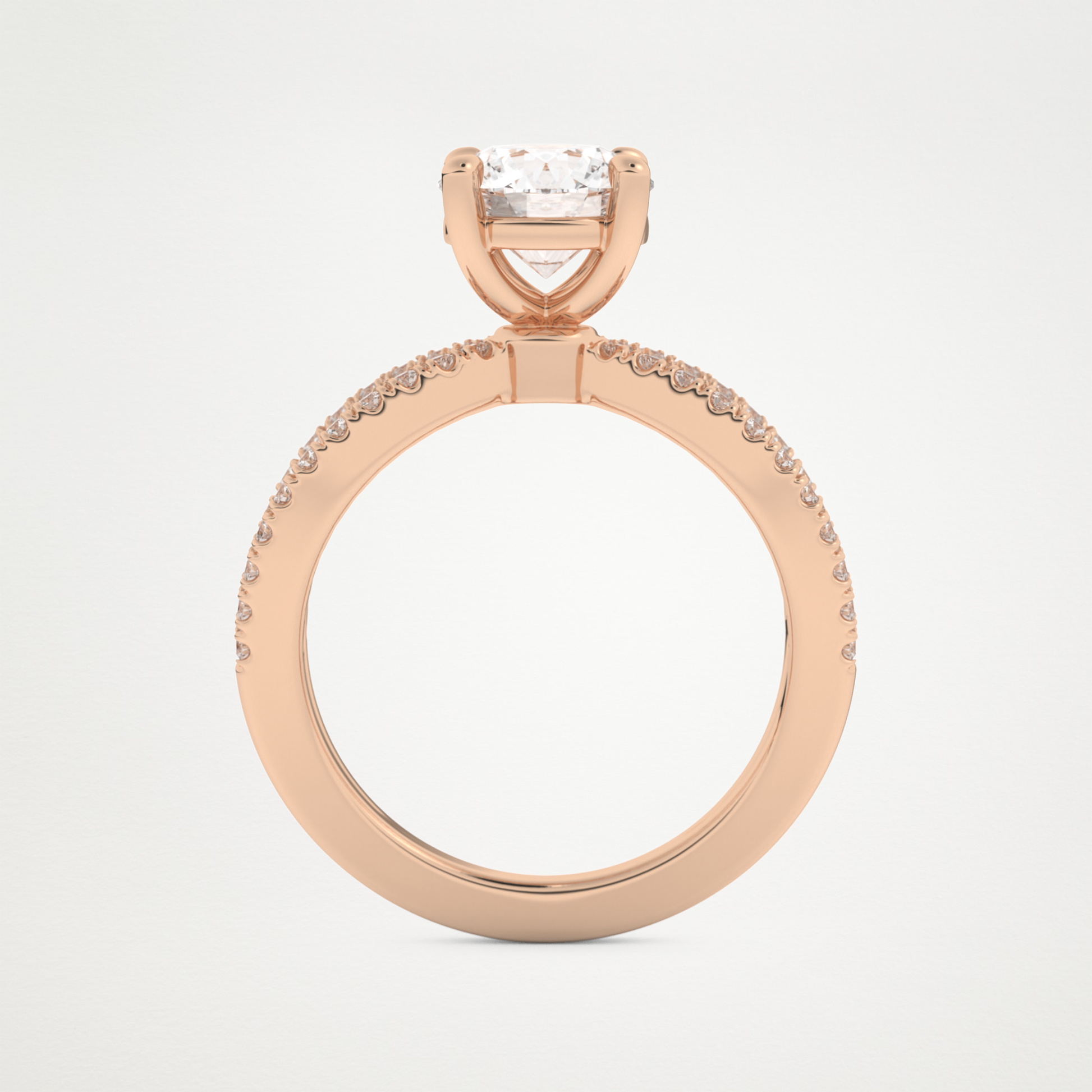 Round Pave & Split Shank Lab Grown Diamond Engagement Ring