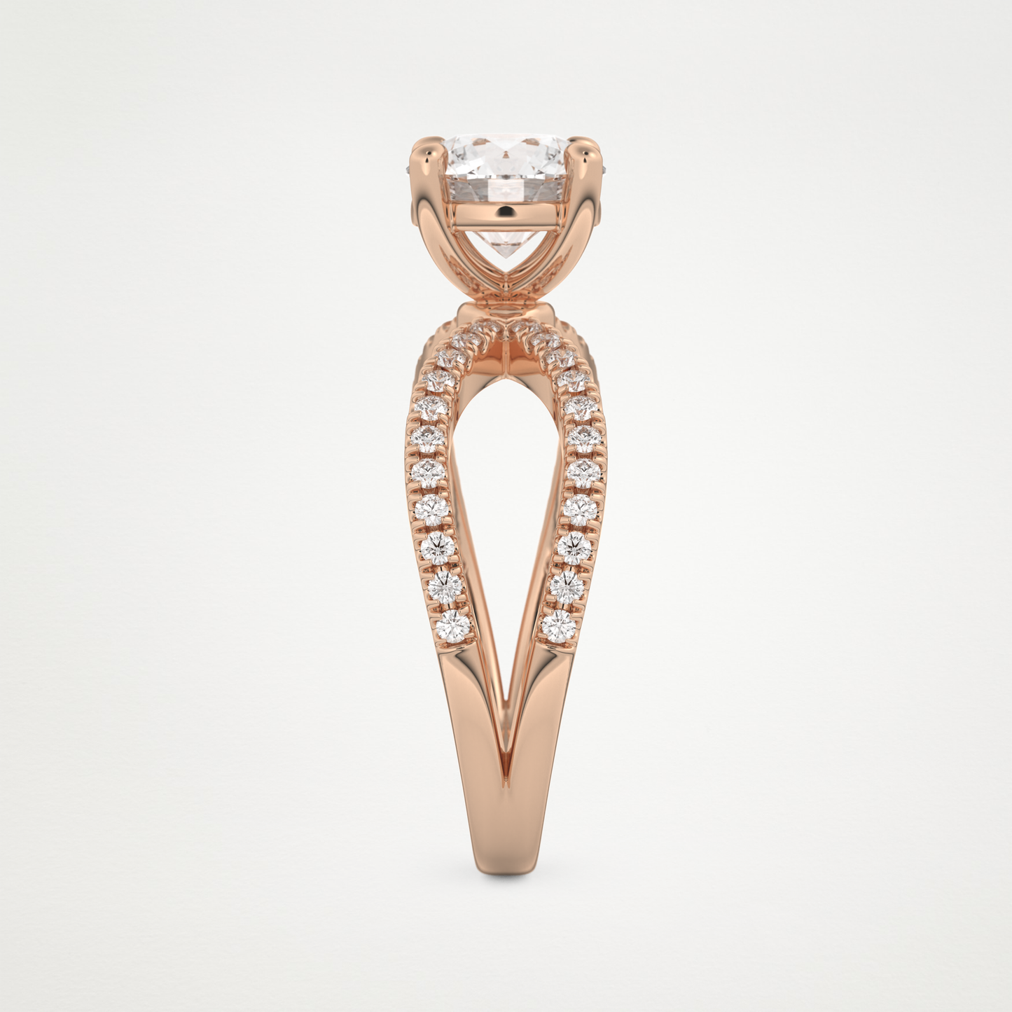 Round Pave & Split Shank Lab Grown Diamond Engagement Ring