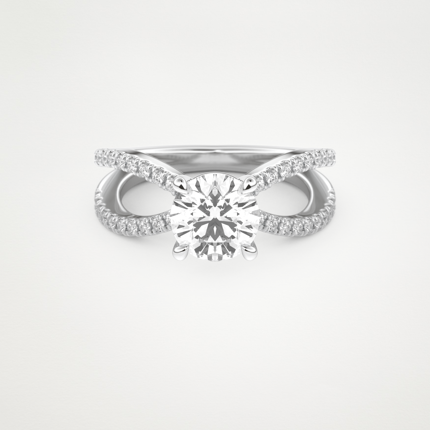Round Pave & Split Shank Lab Grown Diamond Engagement Ring